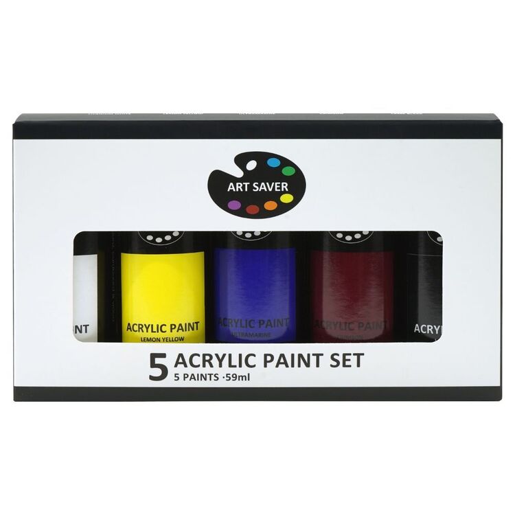 Art Saver Acrylic Paint Set 5 Pack Multicoloured 59 mL