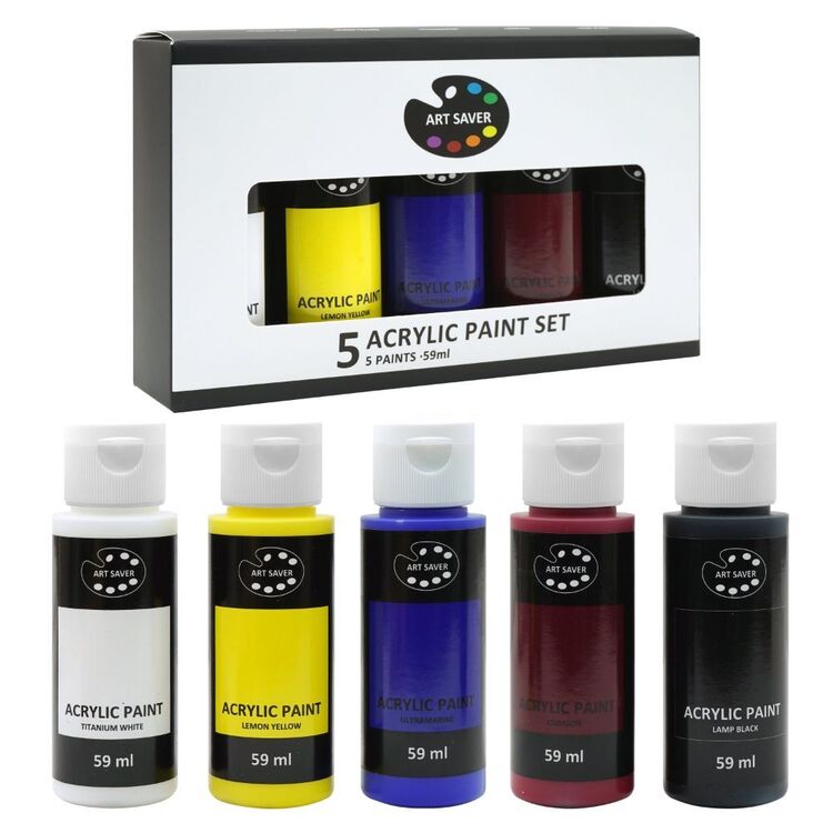 Art Saver Acrylic Paint Set 5 Pack Multicoloured 59 mL