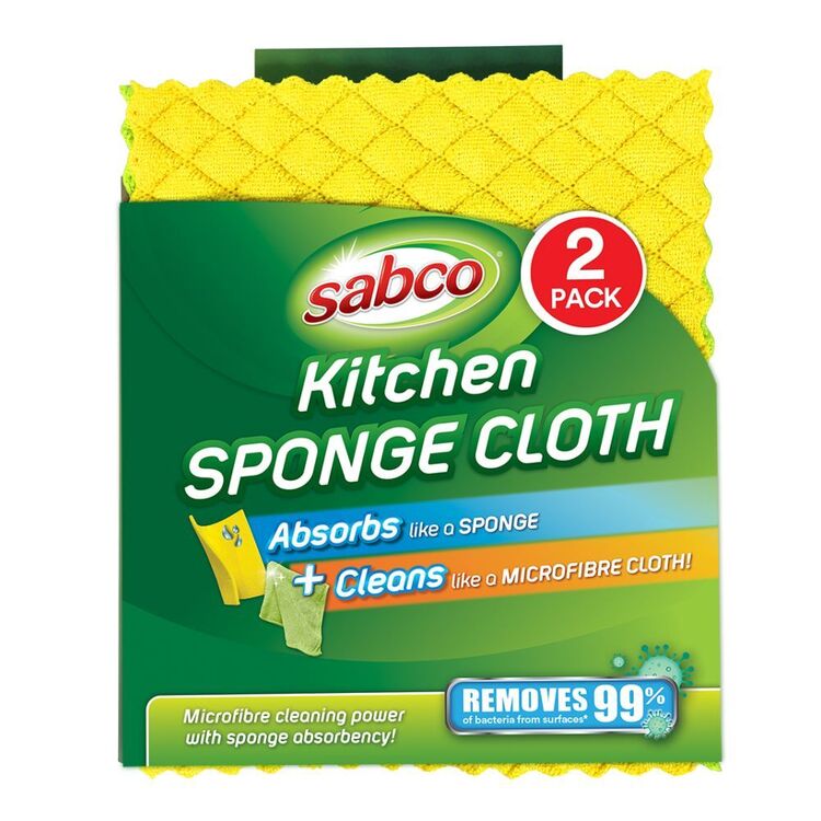 Sabco Kitchen Sponge Cloths 2 Pack Yellow & Green