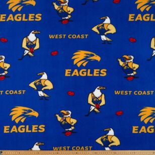 West Coast Eagles AFL Logo Printed 148 cm Polyester Fleece Fabric Multicoloured 148 cm