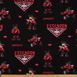 Essendon Bombers AFL Logo Printed 148 cm Polyester Fleece Fabric Multicoloured 148 cm