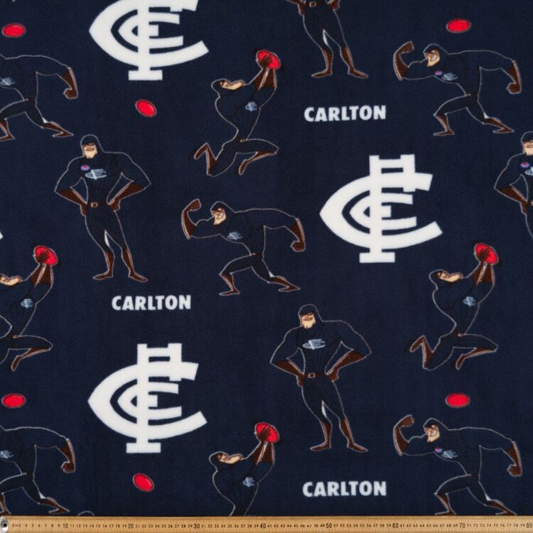 Carlton Blues AFL Logo Printed 148 cm Polyester Fleece Fabric