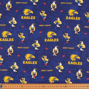 West Coast Eagles AFL Logo Printed 112 cm Homespun Cotton Fabric Multicoloured 112 cm