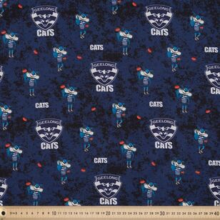 Geelong Cats AFL Logo Printed 112 cm Homespun Cotton Fabric Multicoloured 112 cm