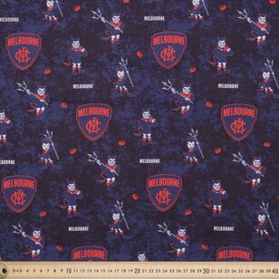 Melbourne Demons AFL Logo Printed 112 cm Homespun Cotton Fabric Multicoloured 112 cm