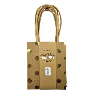 Artwrap Small Foil Spots Kraft Bag 5 Pack Gold