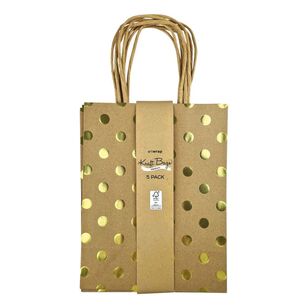 Artwrap Medium Foil Spots Kraft Bag 5 Pack Gold