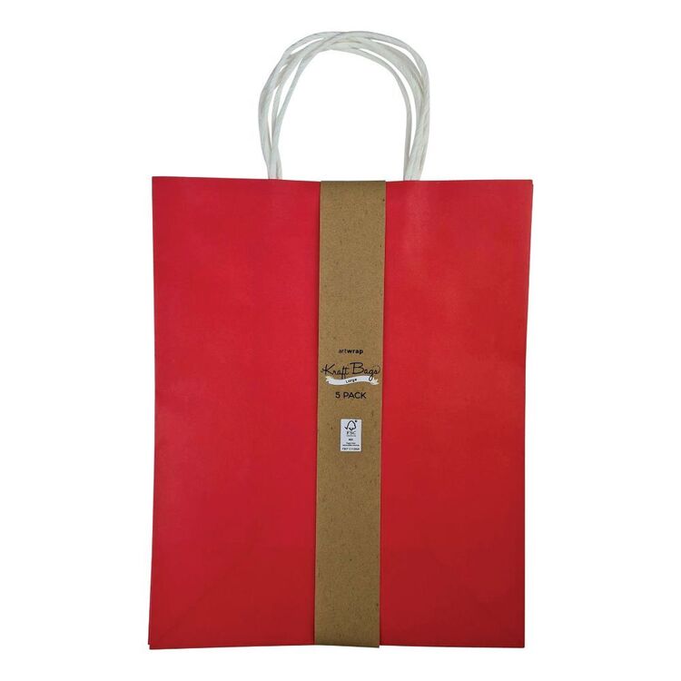 Artwrap Mix Paper Kraft Bag 5 Pack Red
