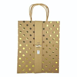 Artwrap Large Foil Spots Kraft Bag 5 Pack Gold