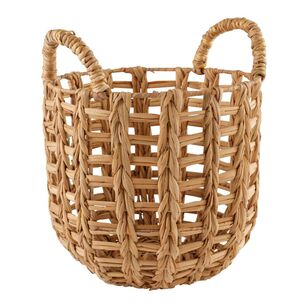 Living Space Bulrush Round Wooden Basket  Natural Medium