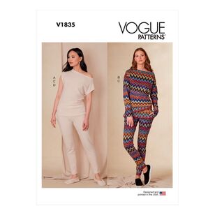 Vogue Sewing Pattern V1835 Misses' Tops, Pants & Slippers X Small - XX Large