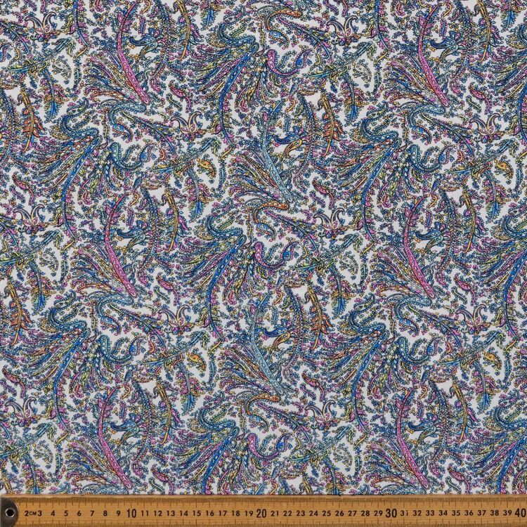 Paisley Jewel Printed 135 cm Rayon Fabric Multicoloured 135 cm