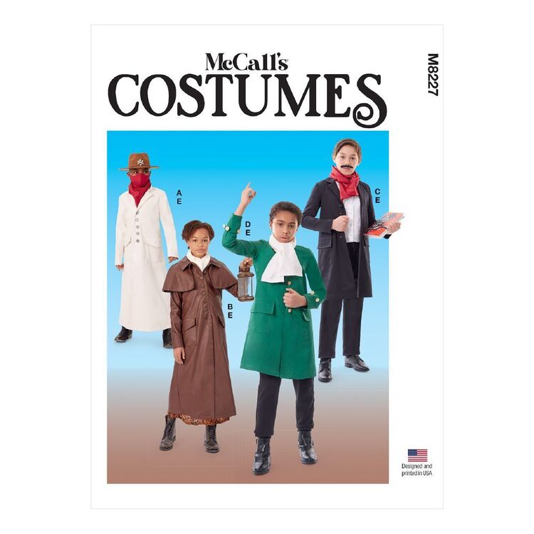 McCall's Sewing Pattern M8227 Girls' & Boys' Historical Style Costume Coats with Scarf Mask 7 - 14