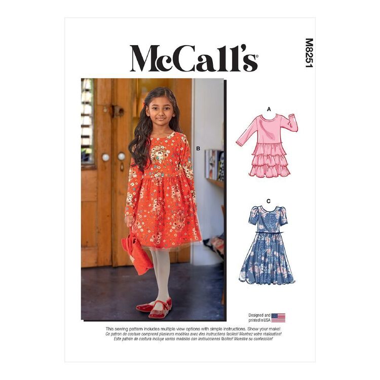 McCall's Sewing Pattern M8251 Children's & Girls' Dresses