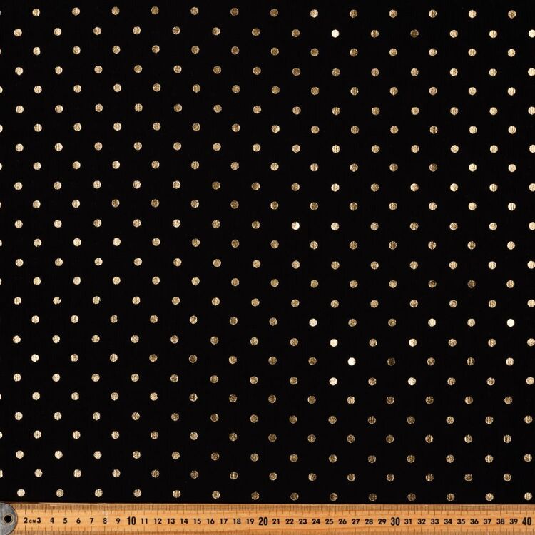 Foil Spot Printed 136 cm Yoryu Chiffon Fabric Black & Gold 136 cm