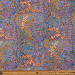 Warlukurlangu Mina Mina Jukurrpa (Mina Mina Dreaming) Gayle Napangardi Gibson Printed 135 cm Rayon Fabric Multicoloured 135 cm