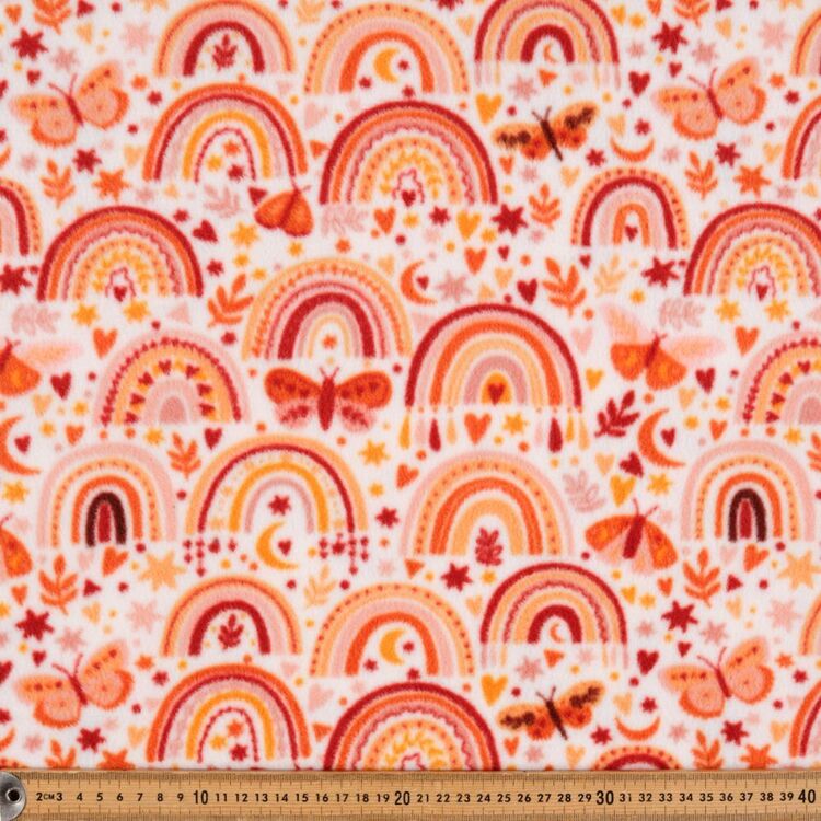 Boho Rainbow Printed 148 cm Nursery Micro Polar Fleece Fabric Multicoloured