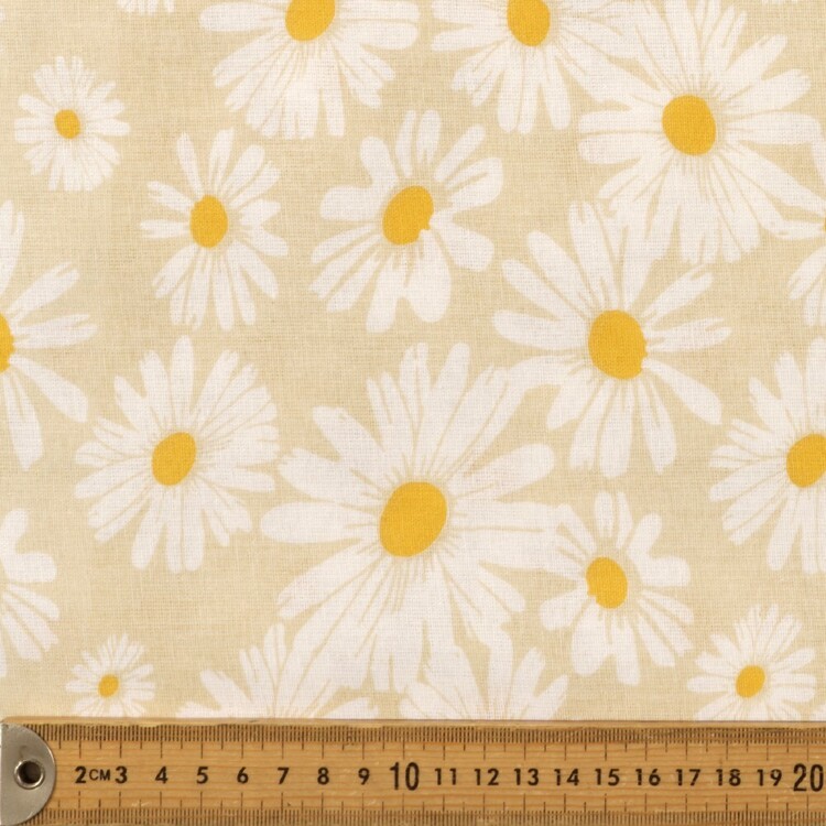Sunflower 120 cm Multipurpose Cotton Fabric Natural & White 120 cm