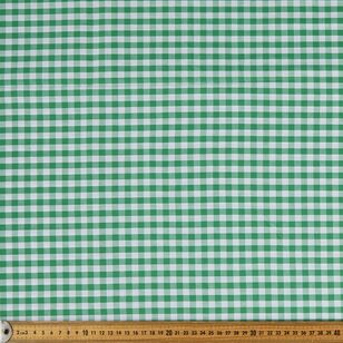 Yarn Dyed Gingham Check #3 Printed 145 cm Cotton Fabric Green & White 145 cm