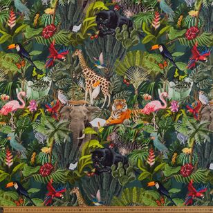Jungle Printed 135 cm Rayon Fabric Multicoloured 135 cm