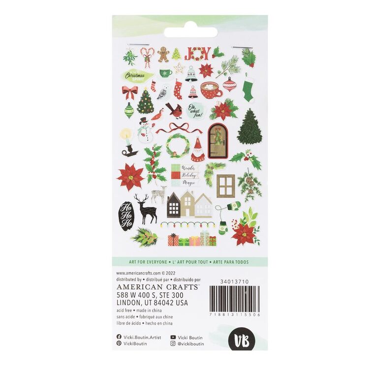 American Crafts Vicki Boutin Evergreen & Holly Die Cut Icons Multicoloured