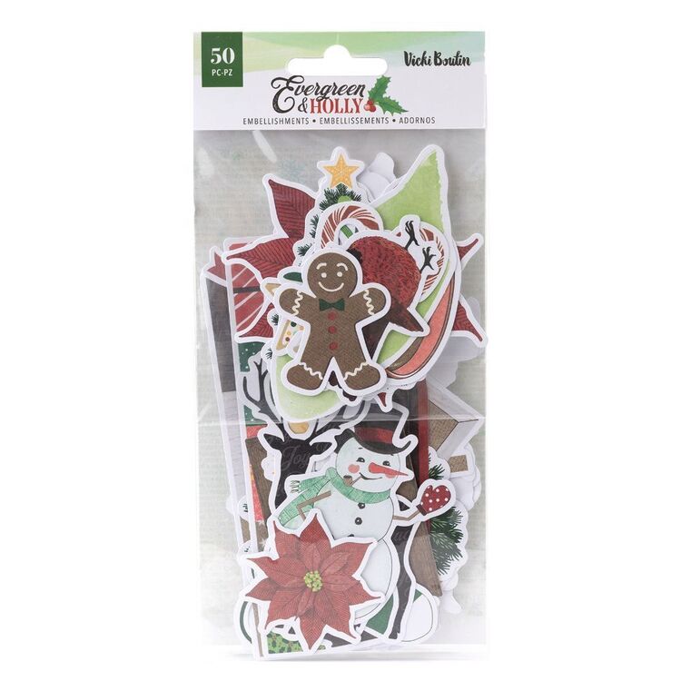 American Crafts Vicki Boutin Evergreen & Holly Die Cut Icons