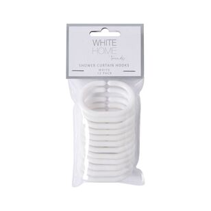 White Home Shower White Curtain Hooks 12 Pack White