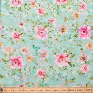 Springtime Digital Printed 148 cm Cotton Linen Fabric Mint 148 cm