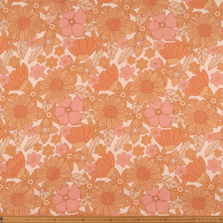 Remi Floral Printed 112 cm Cotton Slub Fabric