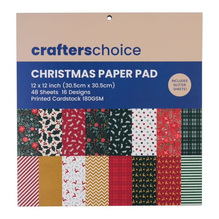 Crafter's Choice Christmas Glitter 12 x 12 in Paper Pad
