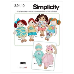 Simplicity Sewing Pattern S9440 19'' Plush Dolls with Clothes One Size