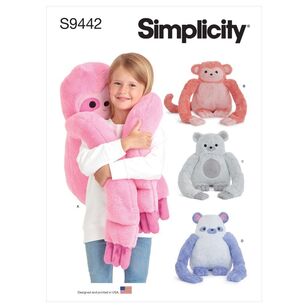 Simplicity Sewing Pattern S9442 20'' Hugging Plush Animals One Size