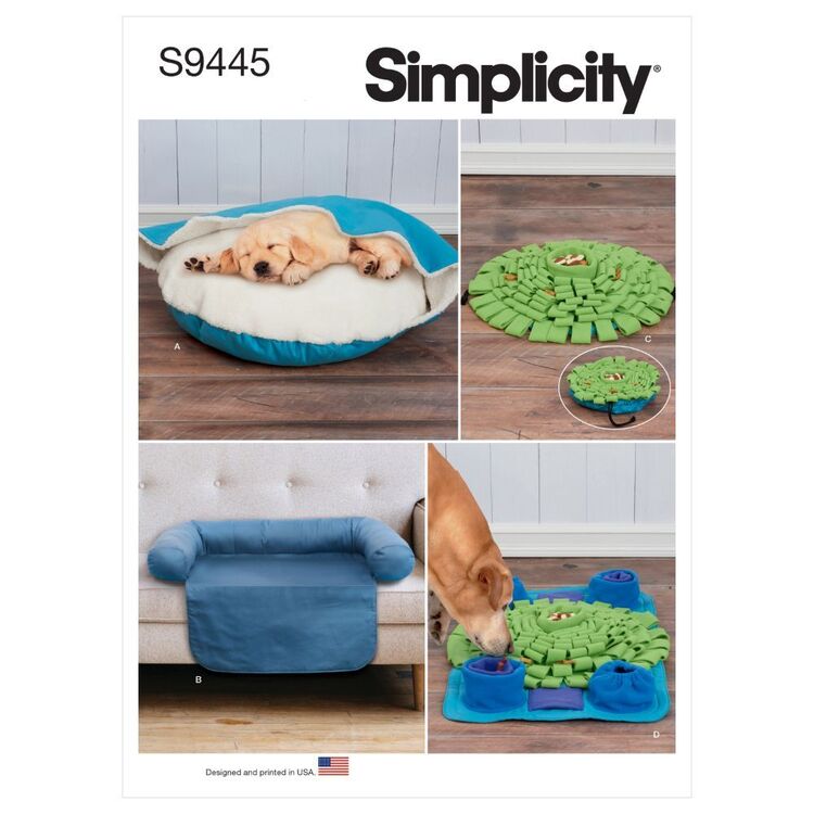 Simplicity Sewing Pattern S9445 Pet Bed in Two Sizes, Chair Cover & Play Mats One Size