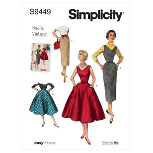 Simplicity Sewing Pattern S9449 1960s Misses' Dress, Jumper & Skirts