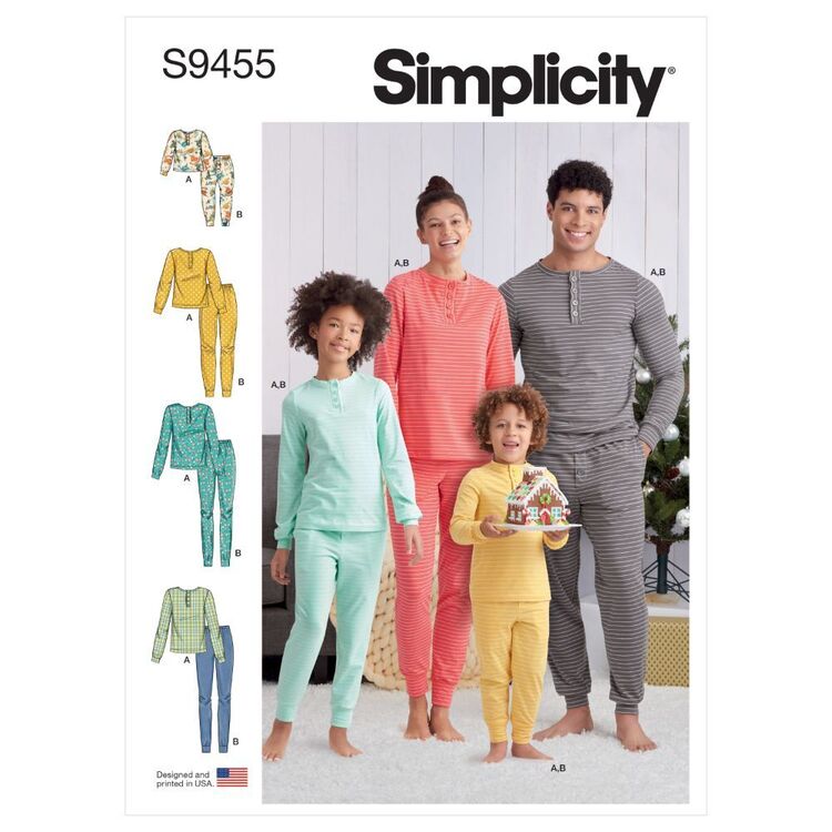 Simplicity Sewing Pattern S9455 Misses', Men's & Children's Knit Pants & Top
