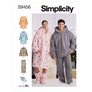 Simplicity Sewing Pattern S9456 Unisex Oversized Hoodies, Pants & Booties X Small - X Large