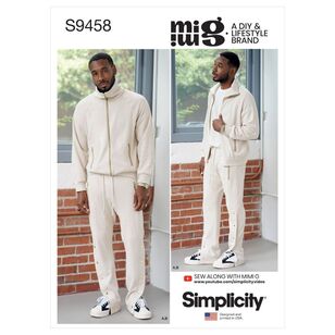 Simplicity Sewing Pattern S9458 Men's Knit Jacket & Pants X Small - X Large