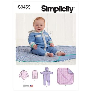 Simplicity Sewing Pattern S9459 Babies' Bodysuit, Jumpsuit, Pants & Blanket XX Small - Large