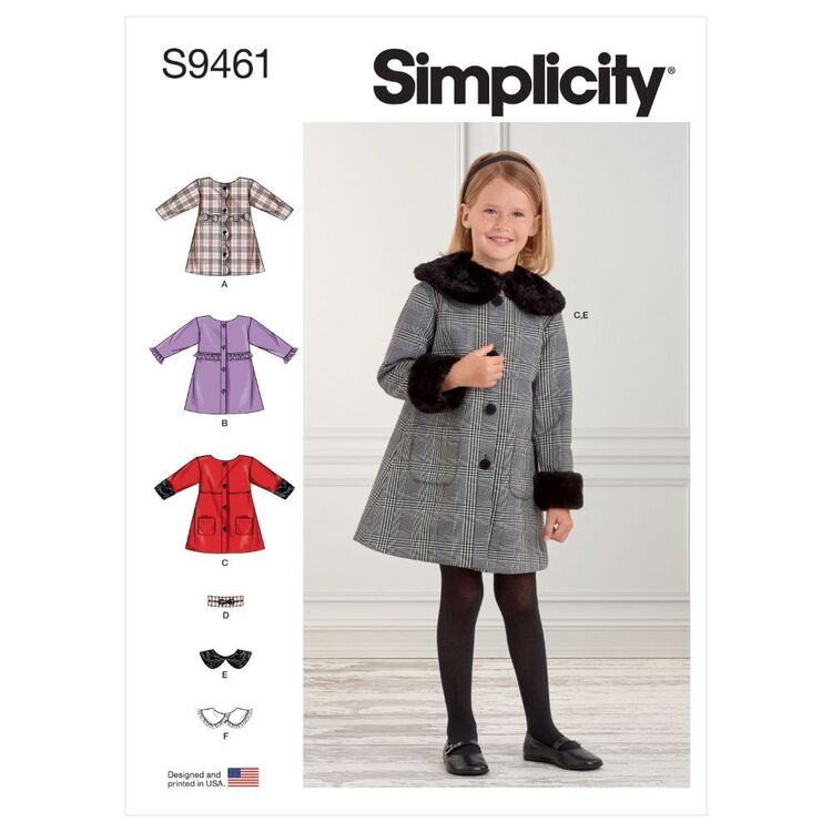Simplicity Sewing Pattern S9461 Children's Coat
