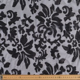 Art Deco Floral Sequin Patterned 120 cm Mesh Fabric Black 120 cm