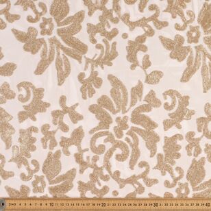Art Deco Floral Sequin Patterned 120 cm Mesh Fabric Gold 120 cm