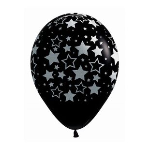 Sempertex Bold Stars Black Latex Balloons Multicoloured 30 cm