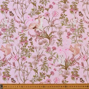 Forest Printed 112 cm Organic Cotton Jersey Fabric Pink 112 cm