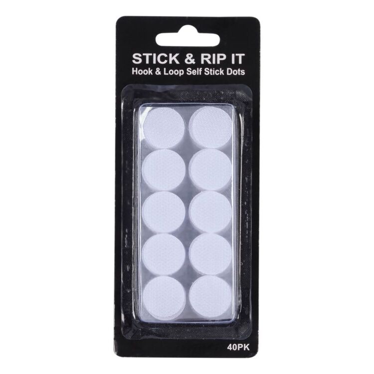 Stick & Rip It Hook & Loop Self Stick Dots 40 Pack