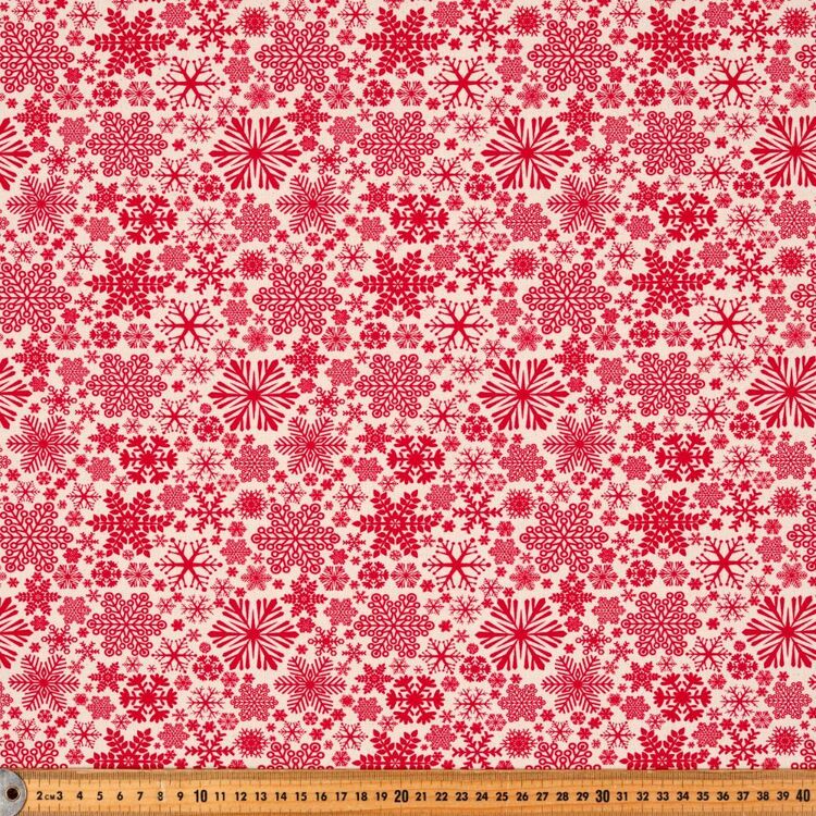 Scandi Christmas Snowflake Printed 112 cm Cotton Fabric