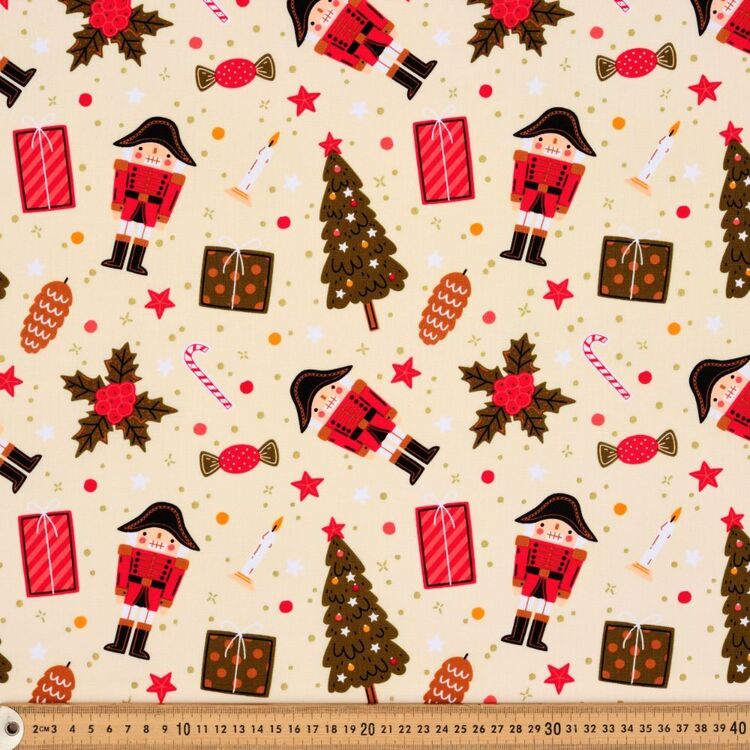 Traditional Christmas Nutcracker Gifts Printed 112 cm Cotton Fabric
