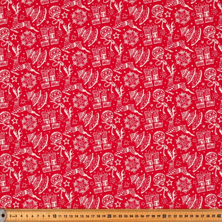 Scandi Christmas Party Printed 112 cm Cotton Fabric