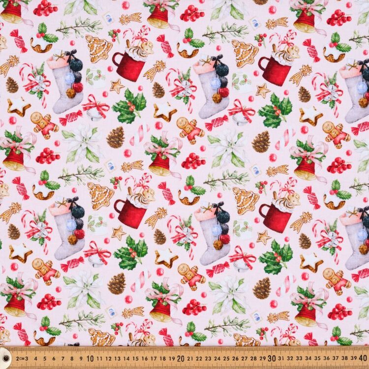Vintage Christmas Mix Printed 112 cm Cotton Fabric
