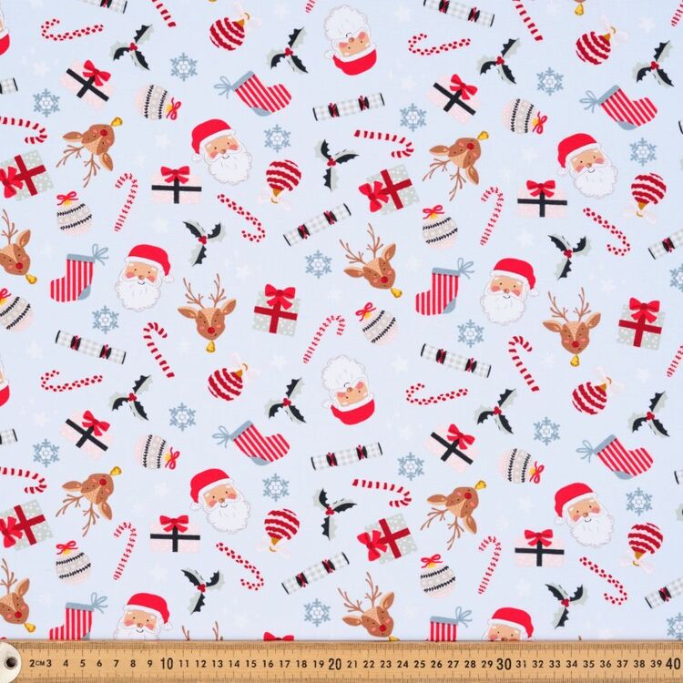 Festive Fun Christmas Mix Printed 112 cm Cotton Fabric