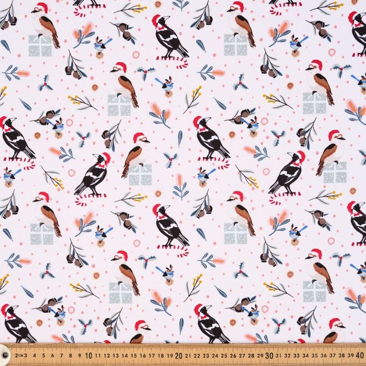 Aussie Christmas Birds Printed 112 cm Cotton Fabric